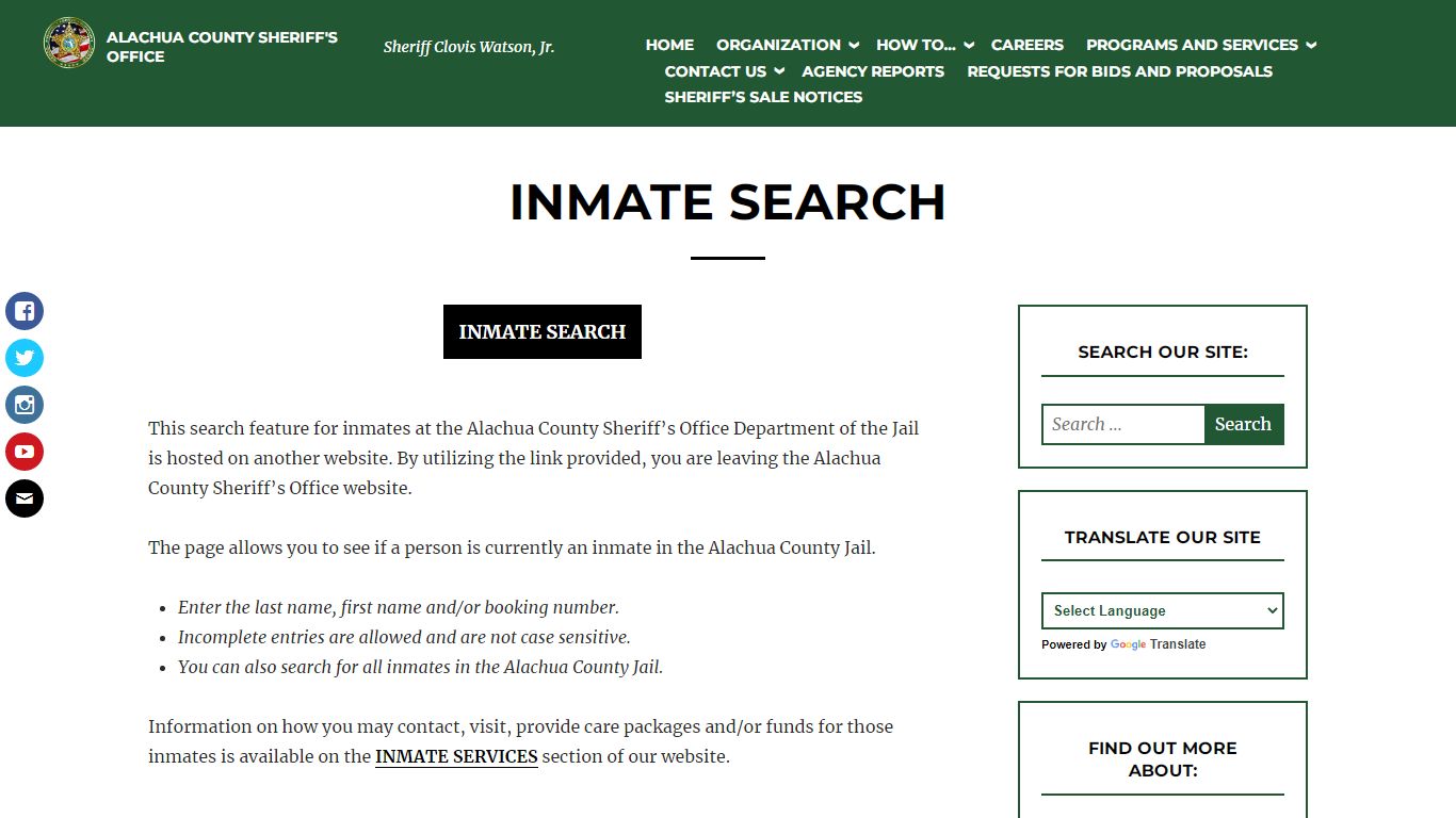 Inmate Search – ALACHUA COUNTY SHERIFF'S OFFICE